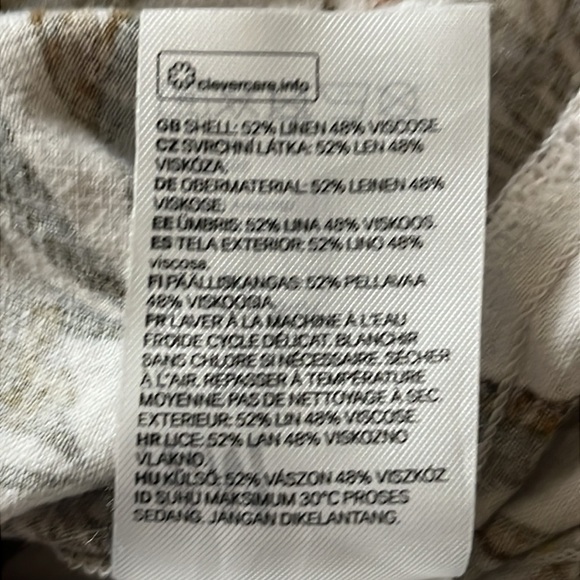 H&M Ladies Crop Top Linen Tropical Puff Sleeves XS Sweetheart - Picture 8 of 8